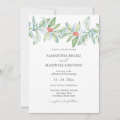 クリスマス結婚式招待状水彩植物学 招待状 (正面)