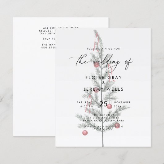 クリスマス結婚式招待状 (正面/裏面)