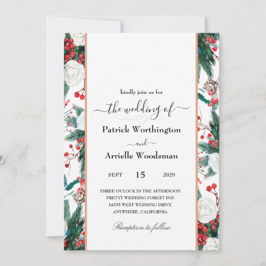 クリスマス結婚式招待状 招待状 (正面)