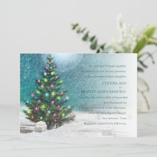 クリスマス結婚式招待状 招待状 (スタンド正面)