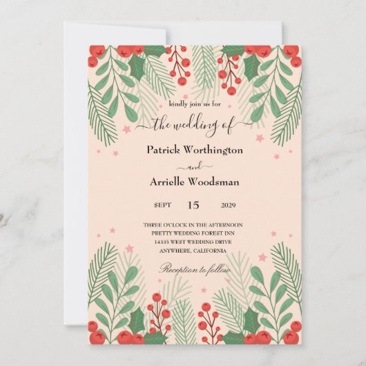 クリスマス結婚式招待状 招待状 (正面)