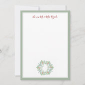 クリスマス結婚文房具の水彩リース サンキューカード (正面)