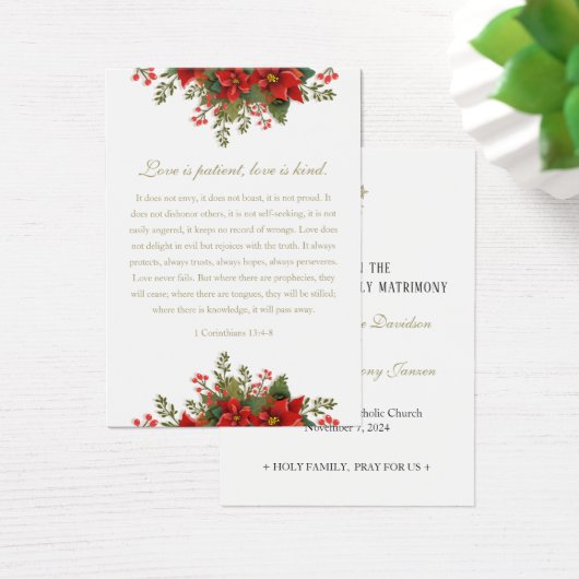 クリスマス結婚祈りの言葉ポインセチア祈りの言葉 (デスク)