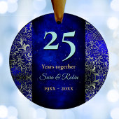 クリスマス結婚記念日のブルー王室のフローラ セラミックオーナメント