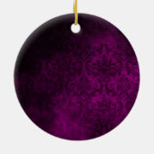 クリスマス結婚記念日パープル金ゴールドグリッター セラミックオーナメント (裏面)