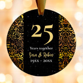 クリスマス結婚記念日ブラックフローラ金ゴールド セラミックオーナメント