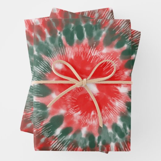 クリスマス絞り染め装飾クリスマスギフトパターン ラッピングペーパーシート (インサイチュ)