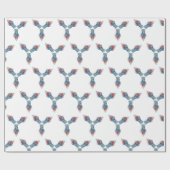 クリスマス絵を描の手青と白のジンジャージャー ラッピングペーパー (フラット)