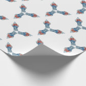 クリスマス絵を描の手青と白のジンジャージャー ラッピングペーパー (角)