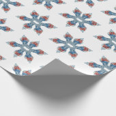 クリスマス絵を描の手青と白のジンジャージャー ラッピングペーパー (角)