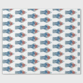 クリスマス絵を描の手青と白のジンジャージャー ラッピングペーパー (フラット)