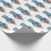 クリスマス絵を描の手青と白のジンジャージャー ラッピングペーパー (角)