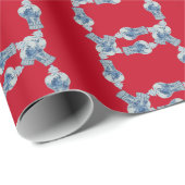 クリスマス絵を描の手青と白のジンジャージャー ラッピングペーパー (ロールコーナー)