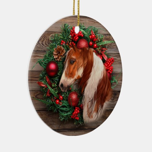 クリスマス絵を描ウマセラミックスサークルオーナメント セラミックオーナメント (右)
