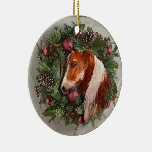 クリスマス絵を描ウマV2セラミックサークルオーナメント セラミックオーナメント (右)