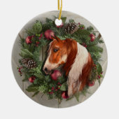 クリスマス絵を描ウマV2セラミックサークルオーナメント セラミックオーナメント (正面)