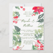 クリスマス絵を描フローラグリーンリーフカップルシャワー 招待状 (正面)