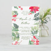 クリスマス絵を描フローラグリーンリーフカップルシャワー 招待状 (スタンド正面)