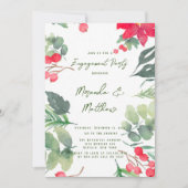 クリスマス絵を描フローラグリーンリーフ婚約パーティ 招待状 (正面)