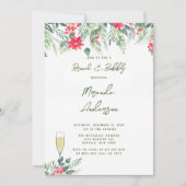 クリスマス絵を描フローラリーフブランチ&バブリー 招待状 (正面)