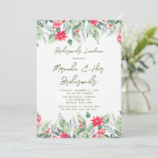 クリスマス絵を描フローラリーフブリデスメイドランチョン 招待状 (スタンド正面)