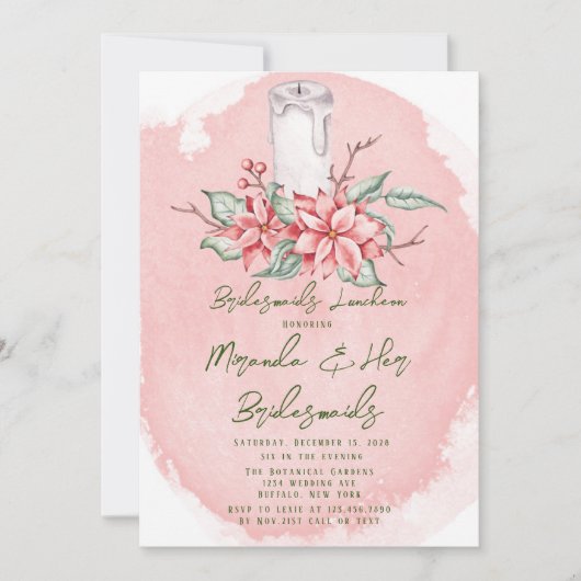 クリスマス絵を描ポインセッティア花嫁昼食会 招待状 (正面)