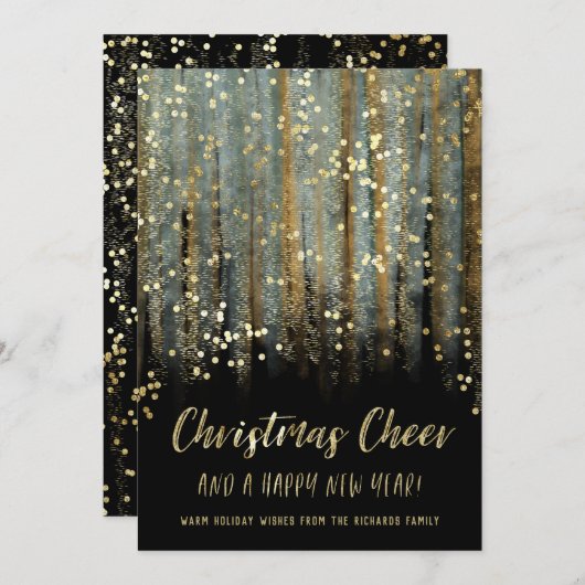 クリスマス絵を描応援ブラシのストロークと紙吹雪 シーズンカード (正面/裏面)