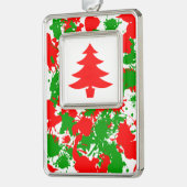 クリスマス絵を描(ばちゃばちゃ)跳ねる シルバープレートフレームオーナメント (左)