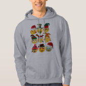 クリスマス絵文字おもしろい装飾メンズフード付きスウェットシャツ パーカ (正面)