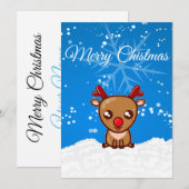 クリスマス絵文字トナカイのクリスマスメッセージ シーズンカード (正面/裏面)