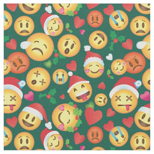 クリスマス絵文字プリント織物 ファブリック (クローズアップ)