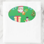 クリスマス絵文字 楕円形シール (バッグ)