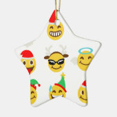 クリスマス絵文字happy顔 セラミックオーナメント (左)