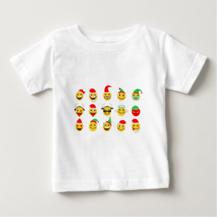 クリスマス絵文字happy顔 ベビーTシャツ