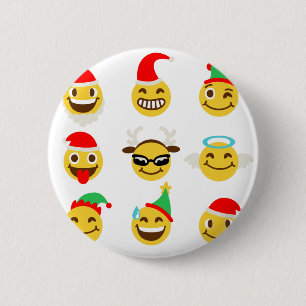 クリスマス絵文字happy顔 缶バッジ
