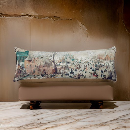 クリスマス絵画の町、氷のスケートで滑る、雪の ボディピロー