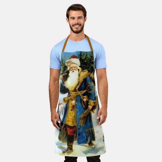 クリスマス絵画父のヴィンテージ エプロン (着用した状態)