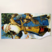 クリスマス絵画父のヴィンテージ ビーチタオル (正面)