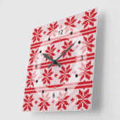 クリスマス編み物シームレスパターン1 +アイディア スクエア壁時計 (傾斜)