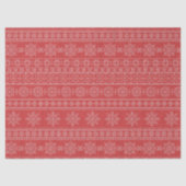 クリスマス編み物北欧の赤い白いクリスマススノーフレーク 薄葉紙 (正面)