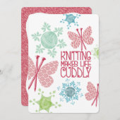 クリスマス編み物針状蝶の糸のスノーフレーク シーズンカード (正面/裏面)