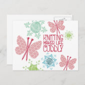 クリスマス編み物針状蝶の糸のスノーフレーク シーズンポストカード (正面/裏面)