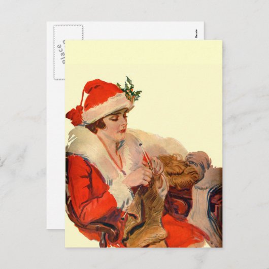 クリスマス編み物 シーズンポストカード (正面/裏面)