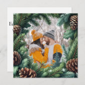 クリスマス縁どにピネコン付きエバーグリーン写真 シーズンカード (正面/裏面)