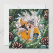 クリスマス縁どにピネコン付きエバーグリーン写真 シーズンカード (正面)