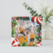 クリスマス縁どにミント付きエバーグリーンフォト シーズンカード (スタンド正面)