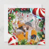 クリスマス縁どにミント付きエバーグリーンフォト シーズンカード (正面)