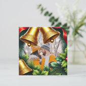 クリスマス縁どのベル付きエバーグリーンフォト シーズンカード (スタンド正面)