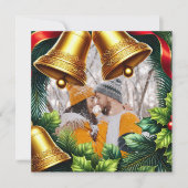 クリスマス縁どのベル付きエバーグリーンフォト シーズンカード (正面)