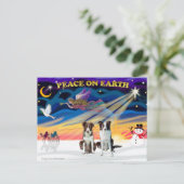 クリスマス縁どの日の出のコリーズ（2茶色） シーズンポストカード (スタンド正面)